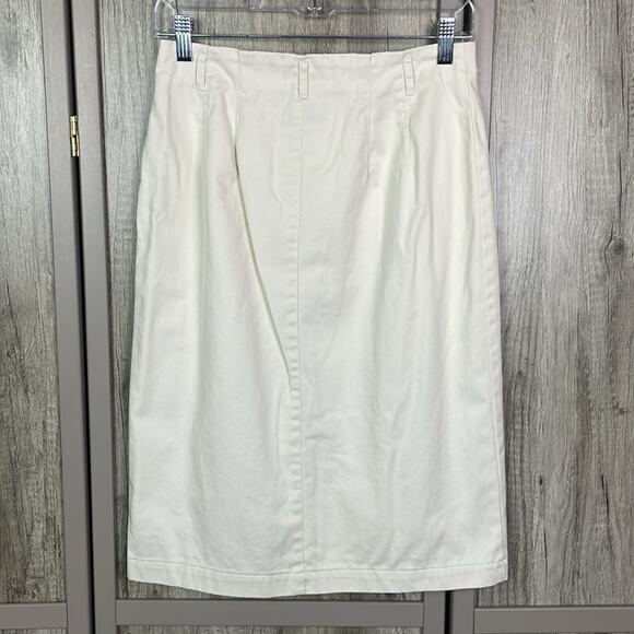 Talbots Cream Button Front Long Pencil Skirt Women's 8 - Picture 4 of 10